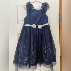 Jona Michelle Midnight Blue Dress with Metallic Accent